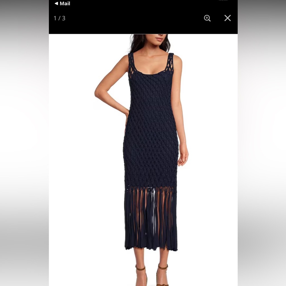 Skies Are Blue, Knit crochet sleeveless midi dress